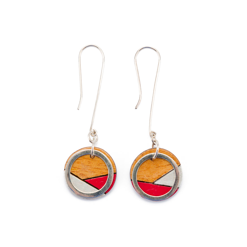 Conture Recycled Wood Silver Dangle Earrings (6 Colours) by Paguro Upcycle
