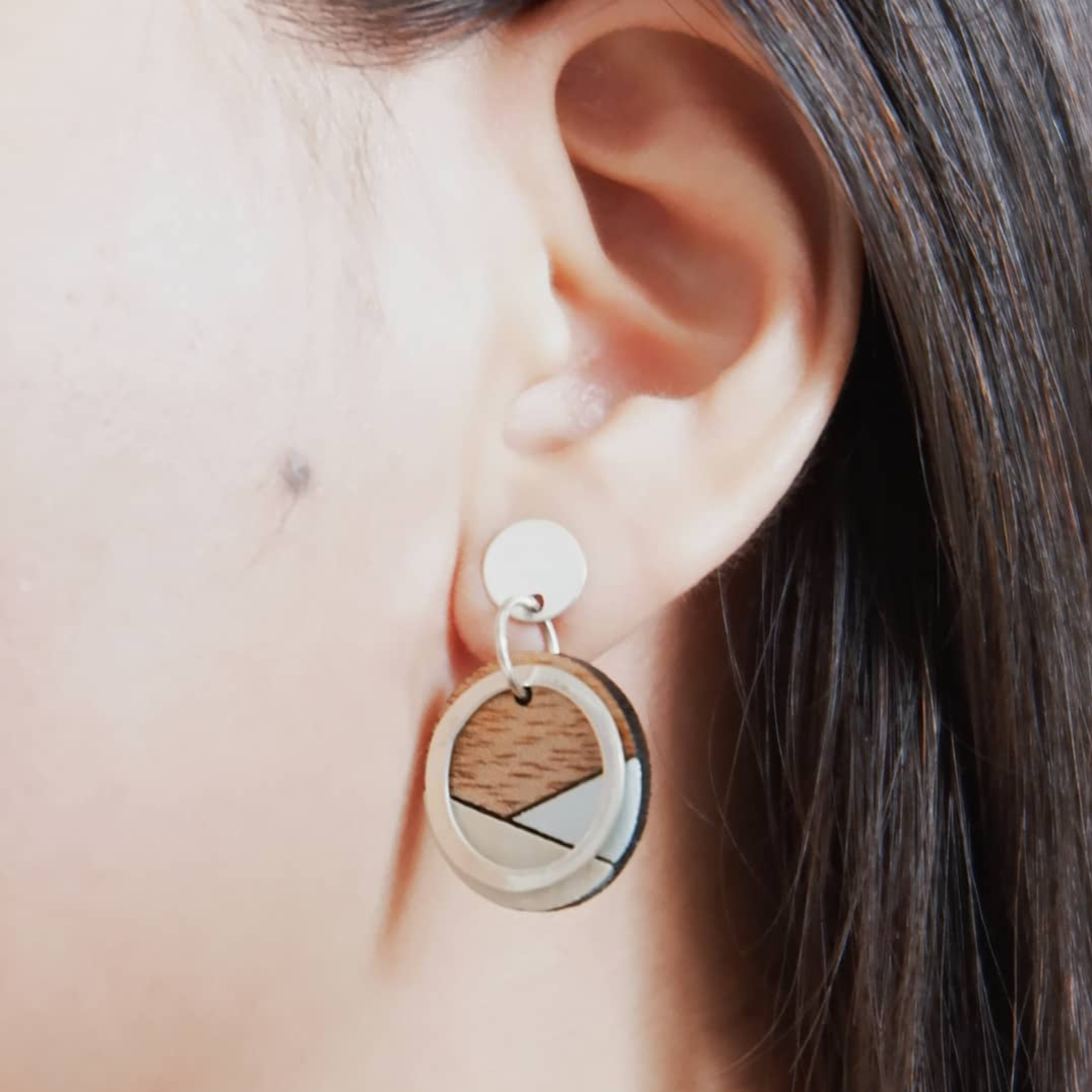 Conture Recycled Wood Sterling Silver Earrings (6 colours available) by Paguro Upcycle