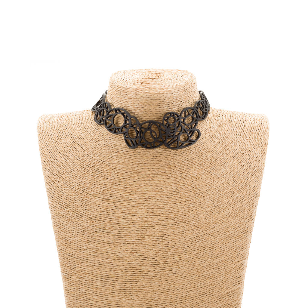 Stellar Geometric Rubber Choker Necklace by Paguro Upcycle
